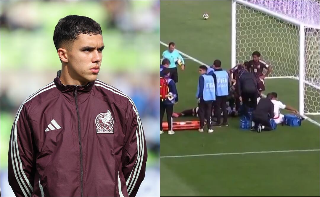 Mateo Levy salió en camilla tras sufrir un fuerte choque en el duelo de México ante Marruecos. FOTO: @miseleccionsubs / Captura