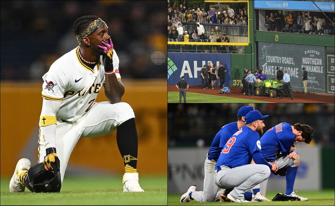 Momentos de tensión se vivieron en el PNC Park tras la caída del aficionado desde las gradas a la zona del jardín derecho. FOTOS: AFP / AP