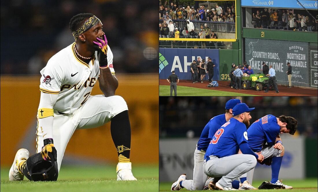 Momentos de tensión se vivieron en el PNC Park tras la caída del aficionado desde las gradas a la zona del jardín derecho. FOTOS: AFP / AP