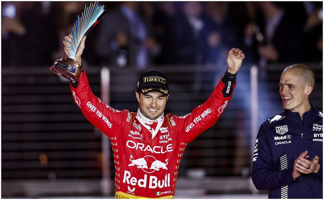 Checo Pérez en el podio del GP de Las Vegas / FOTO: EFE