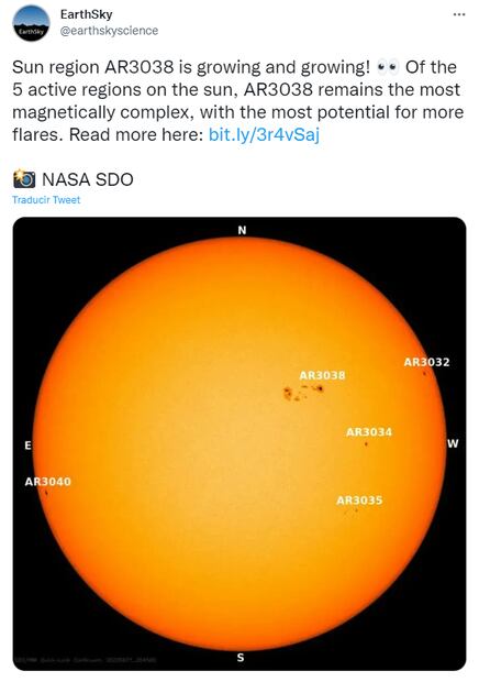 Mancha solar gigante podría expulsar llamaradas hacia la Tierra