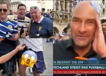 ¡Andaba sin 'chones'! Fan escocés enseñó de más en plena transmisión previo al Alemania vs Escocia