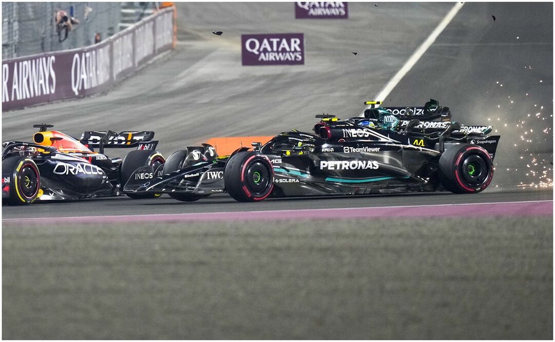 Choque entre Hamilton y Russell en GP Qatar / FOTO: AP