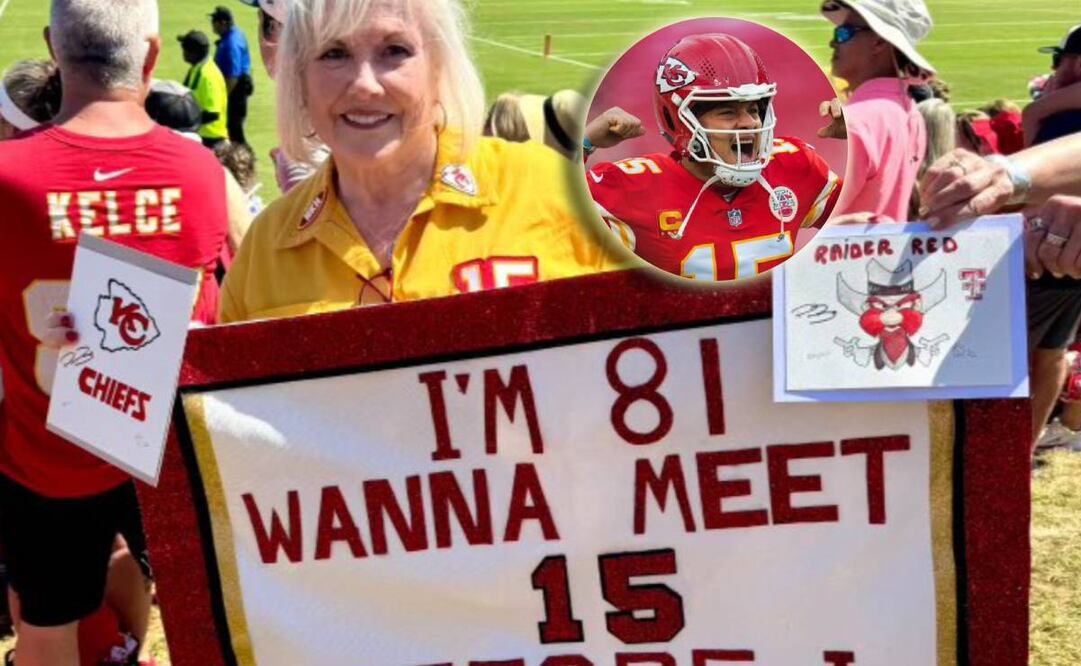 La aficionada presume los autógrafos de Patrick Mahomes. FOTO: Especial