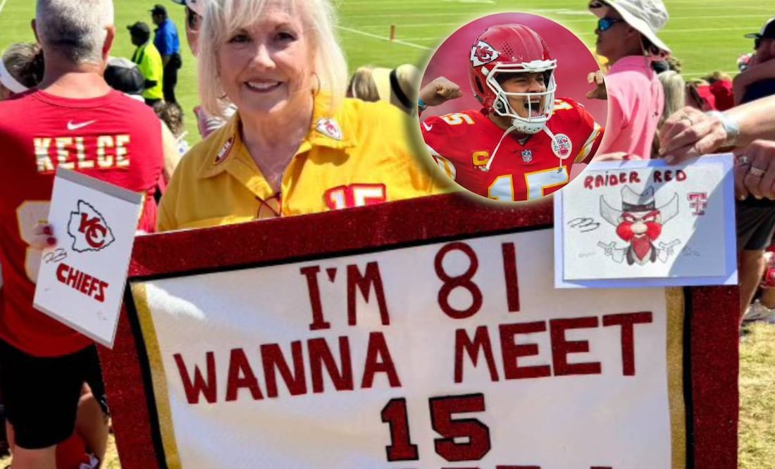 La aficionada presume los autógrafos de Patrick Mahomes. FOTO: Especial
