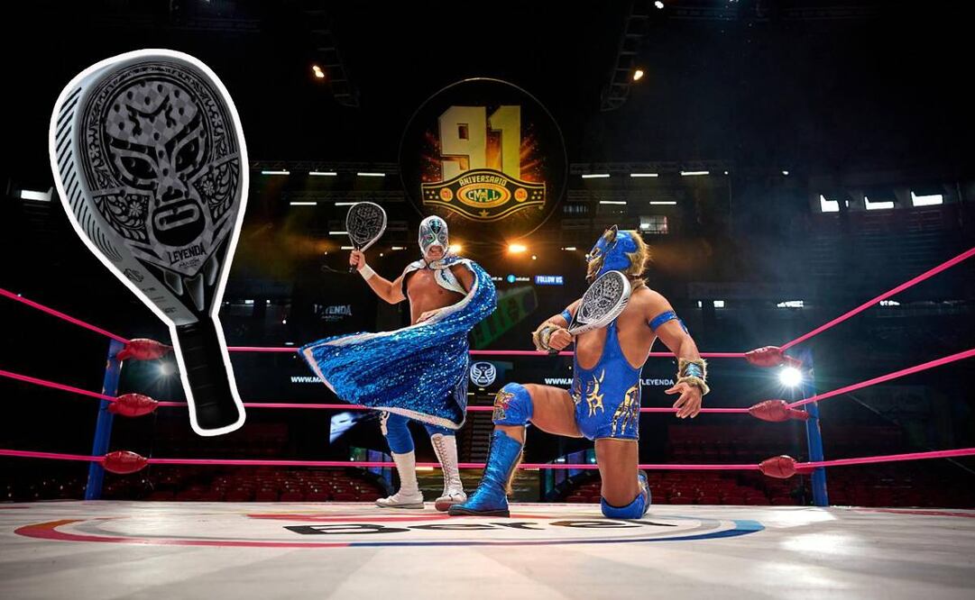 La Lucha libre del CMLL y el padel se unen para lanzar la pala "Leyenda". FOTO: Cortesía Mackstarke