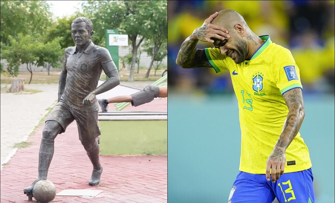 Así lucía la estatua de Dani Alves en su ciudad natal. FOTOS: Captura / Imago7