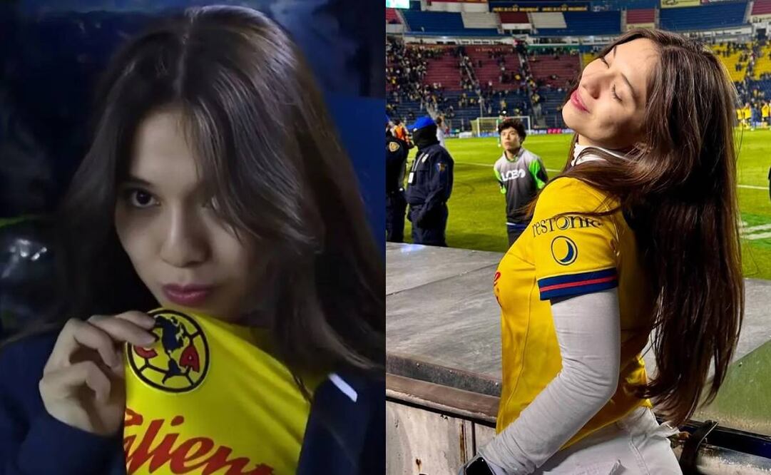 Una aficionada del América se volvió tendencia en redes sociales tras besar el escudo en la transmisión de TUDN. Foto: Especial