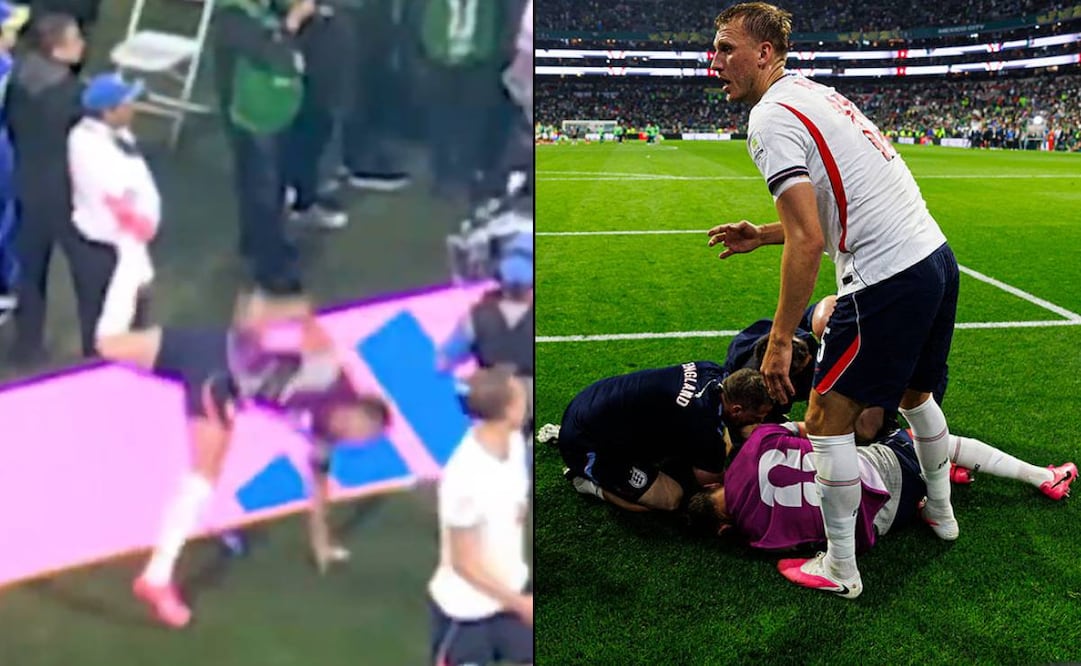 Así fue el momento en que el jugador de la selección de Inglaterra se lesiona el brazo izquierdo. FOTOS: Captura / Especial