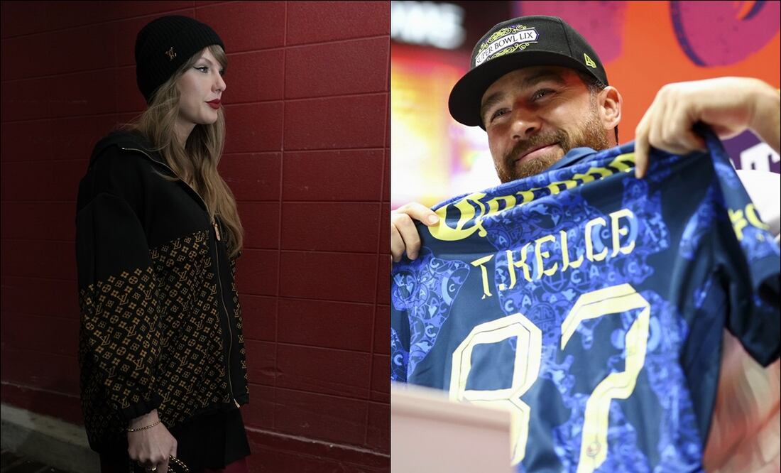 Taylor Swift y Travis Kelce recibieron playera del América como cábala para el Super Bowl LIX / FOTOS: AP y @NFL
