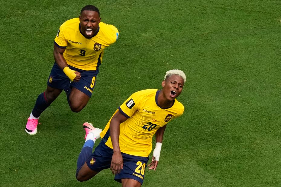 Nilson Angulo en festejo de gol con la selección de Ecuador, durante el cierre de la Fase de Grupos del Mundial de 2026 - Foto: AP