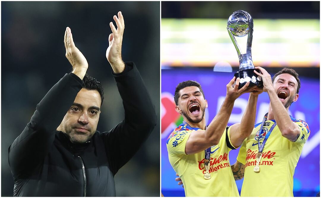 Xavi con el Barcelona, y Henry Martín y Miguel Layún celebrando con América el título / FOTOS: AP e Imago7