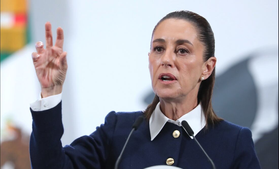 La presidenta Claudia Sheinbaum Pardo durante la conferencia mañanera del 15 de julio de 2025. Foto: EFE