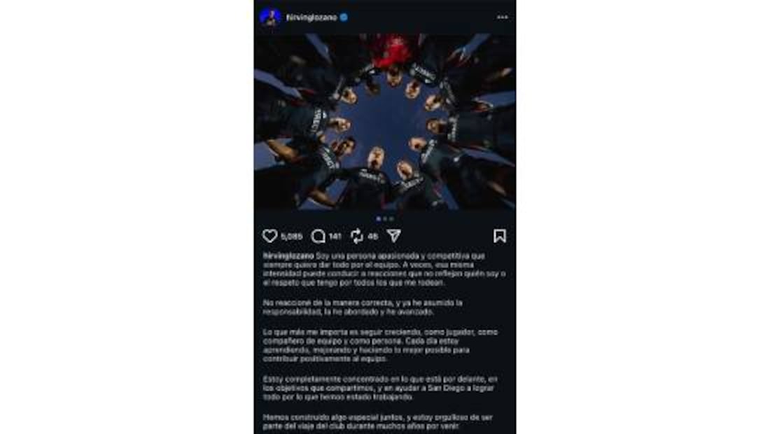 Esta es la disculpa completa del Chucky Lozano. Foto: Especial