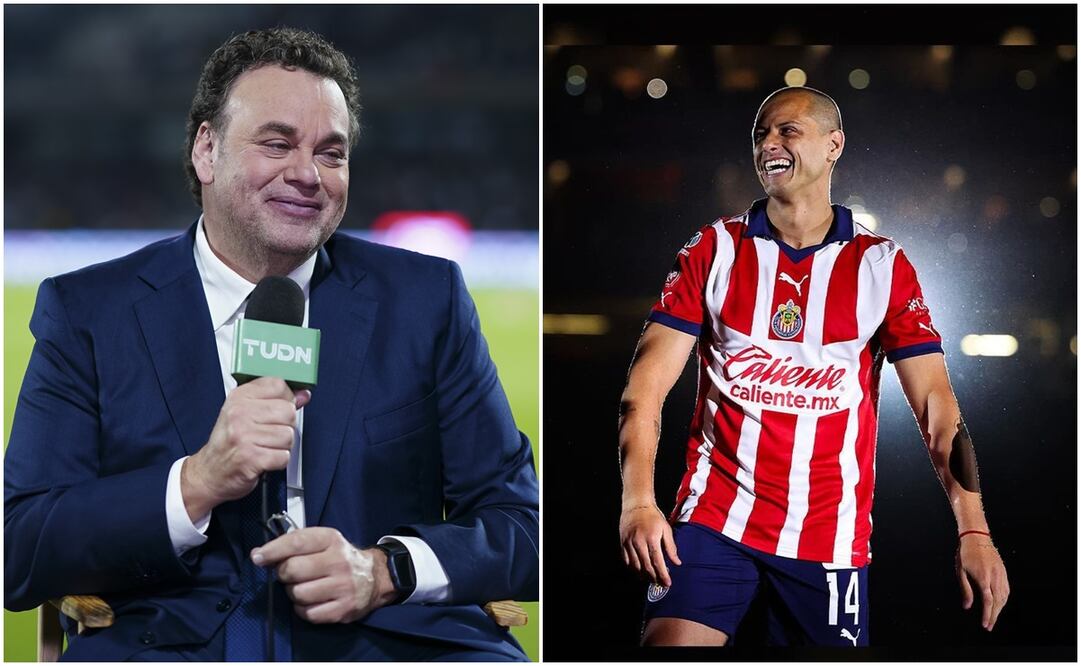 David Faitelson en TUDN y Chicharito en su presentación con Chivas / FOTOS: Imago7 e Instagram @chivas