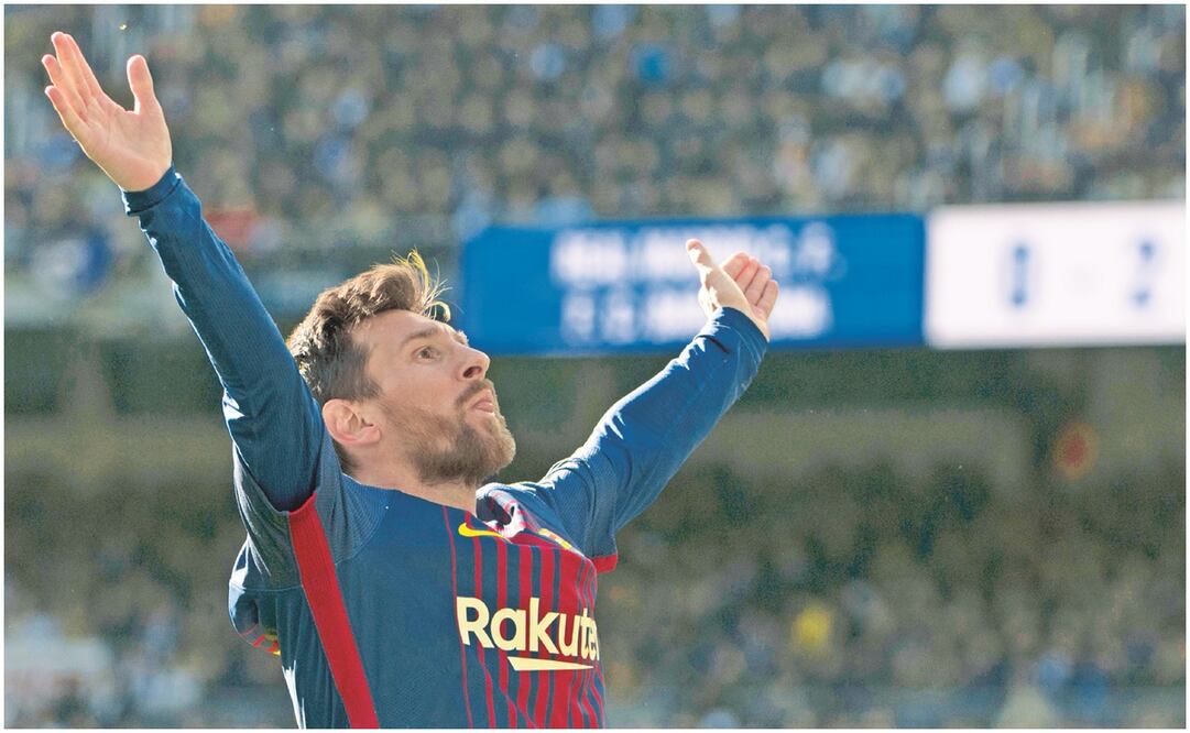 Lionel Messi festejando en el Santiago Bernabéu en 2017 / FOTO: AFP