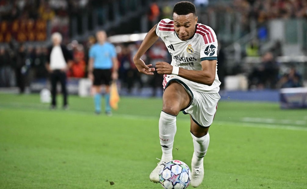 Mbappé en el partido de la Roma y Real Madrid de la Champions League / Foto: AFP