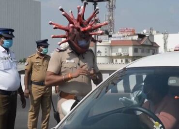 “Coronacasco”, así piden respetar la cuarentena por Covid-19 en India