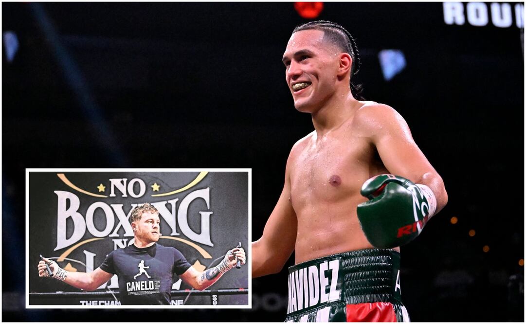 David Benavidez tras noquear a Demetrius Andrade y Canelo Álvarez en su gimnasio / FOTOS: AFP y AP
