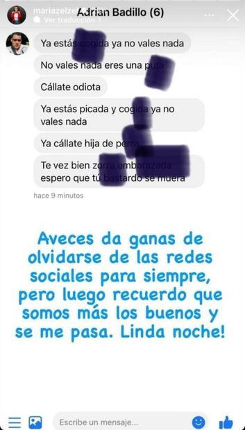 Estos son los mensajes que ha recibido Mariazel en redes sociales. Foto: Especial