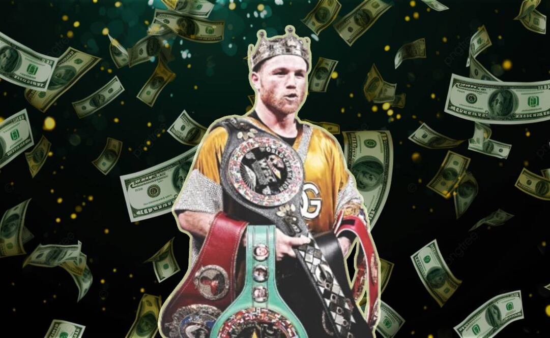 Saúl 'Canelo' Álvarez con sus cinturones y su corona / FOTO: EFE y Especial