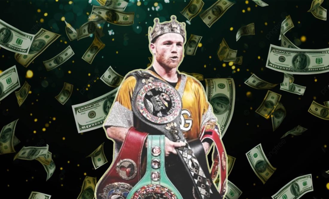 Saúl 'Canelo' Álvarez con sus cinturones y su corona / FOTO: EFE y Especial