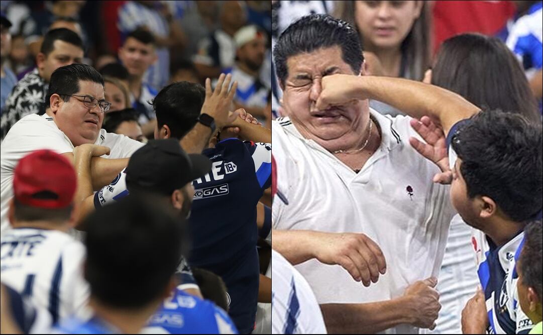 Aficionados del Monterrey se dieron golpes en las tribunas del BBVA. FOTOS: Imago7 / Especial