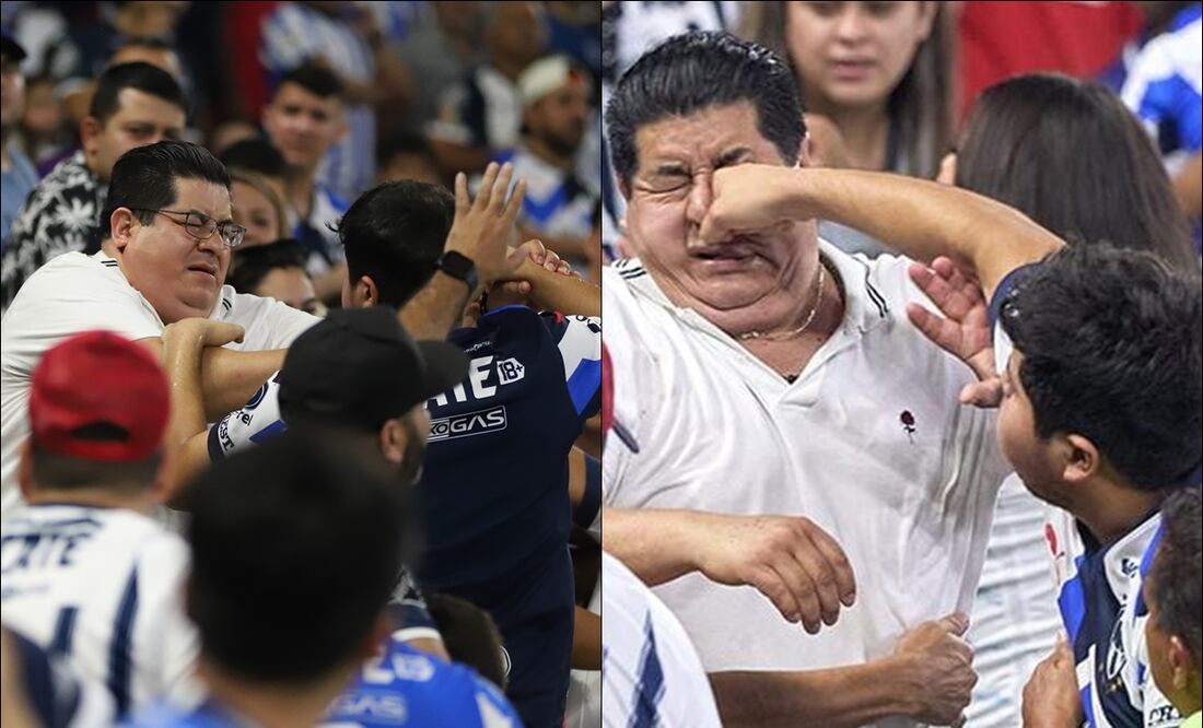 Aficionados del Monterrey se dieron golpes en las tribunas del BBVA. FOTOS: Imago7 / Especial