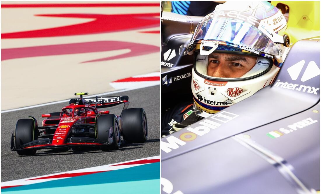 Carlos Sainz y Checo Pérez durante el GP de Bahréin