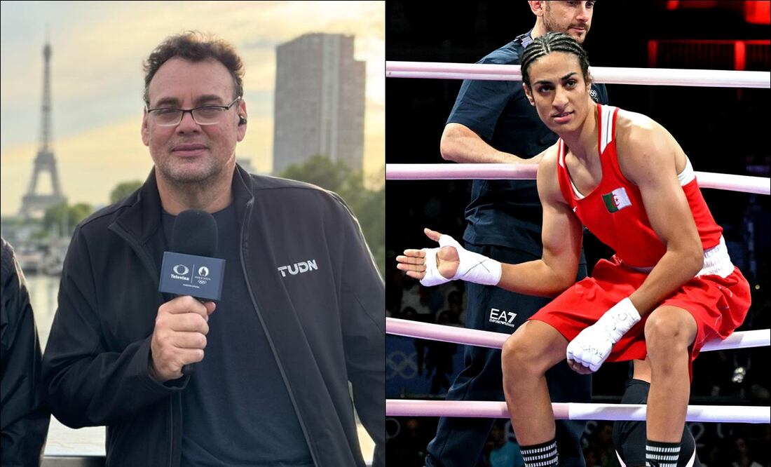 David Faitelson e Imane Khelif. FOTOS: Captura / AFP