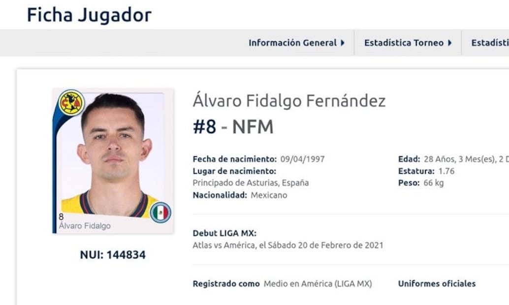 Fidalgo registrado como mexicano, pero sigue como No Formado en México / Foto: Especial