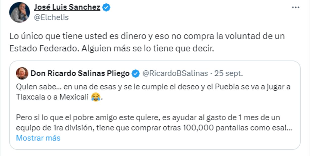 Este es el mensaje que le dedicó el Chelís a Ricardo Salinas Pliego. Foto: Especial