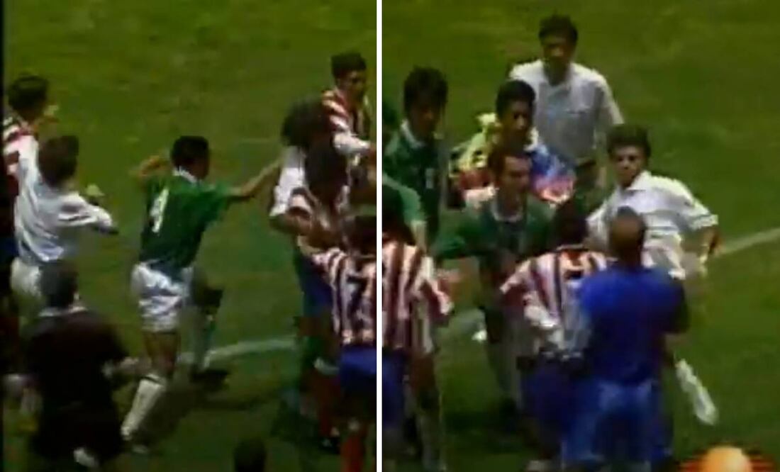 Javier Aguirre tiró un codazo y patada a jugadores del Atlético de Madrid en la campal contra México. Foto: Especial