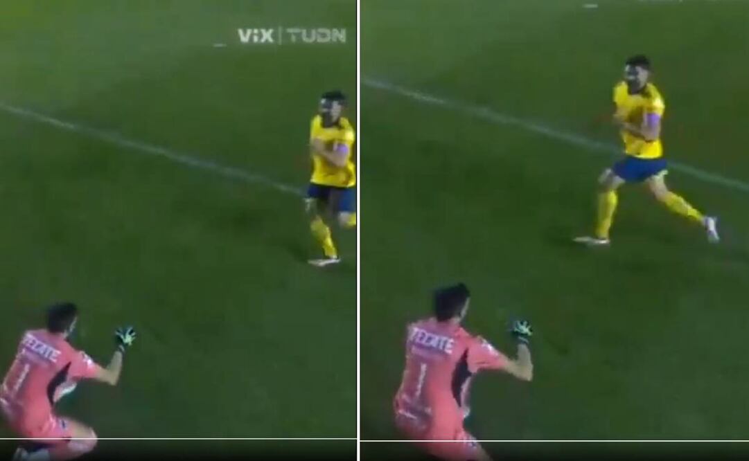 Luego del tremendo error que le dio el triunfo al América, Henry Martín se burló en la cara de Esteban Andrada. Foto: Especial