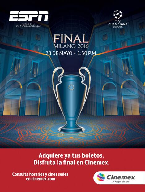 Ve la final de la Champions League en el cine