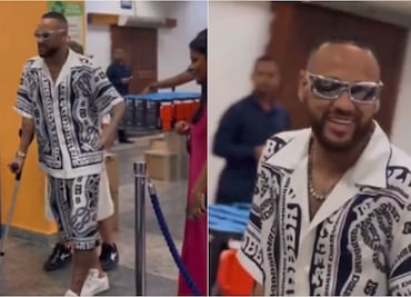 VIDEO: Neymar llega con todo y muletas a su crucero para fiesta de tres días