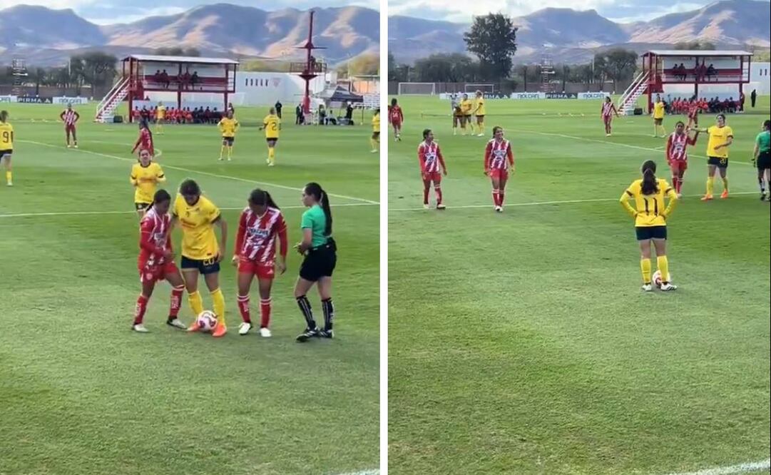 Nicki Hernández se calentó contra las jugadoras de Necaxa y le tuvieron que mostrar la tarjeta amarilla. Foto: Especial