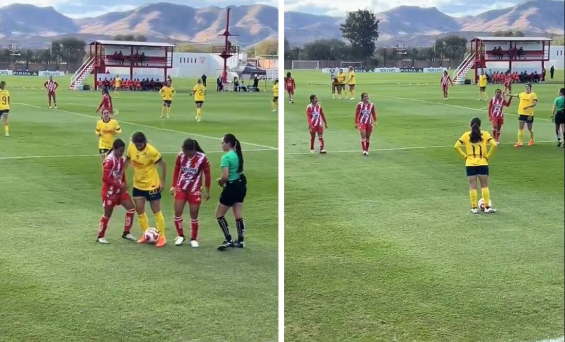 Nicki Hernández se calentó contra las jugadoras de Necaxa y le tuvieron que mostrar la tarjeta amarilla. Foto: Especial