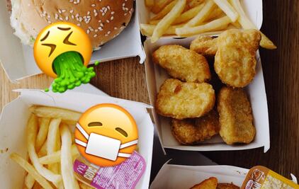 Niña encuentra un cacho de cubrebocas en su nugget