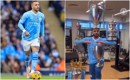VIDEO: Kyle Walker presume los cinco títulos del Manchester City de una forma muy equilibrada