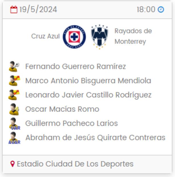 Fernando Guerrero dirigirá el Cruz Azul vs Monterrey. FOTO: Captura