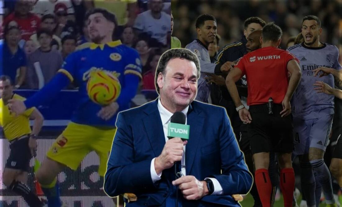 David Faitelson en TUDN, Diego Valdés cometiendo mano y Gil Manzano con jugadores de Real Madrid / FOTOS: Capturas e Imago7