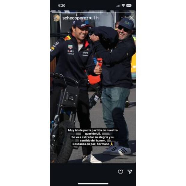 Checo Pérez lamentó la muerte de su amigo Ulises Panizza. Foto: Esoecial