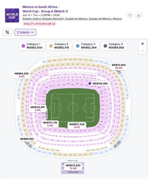 Reventa para el México vs Sudáfrica Foto: Especial