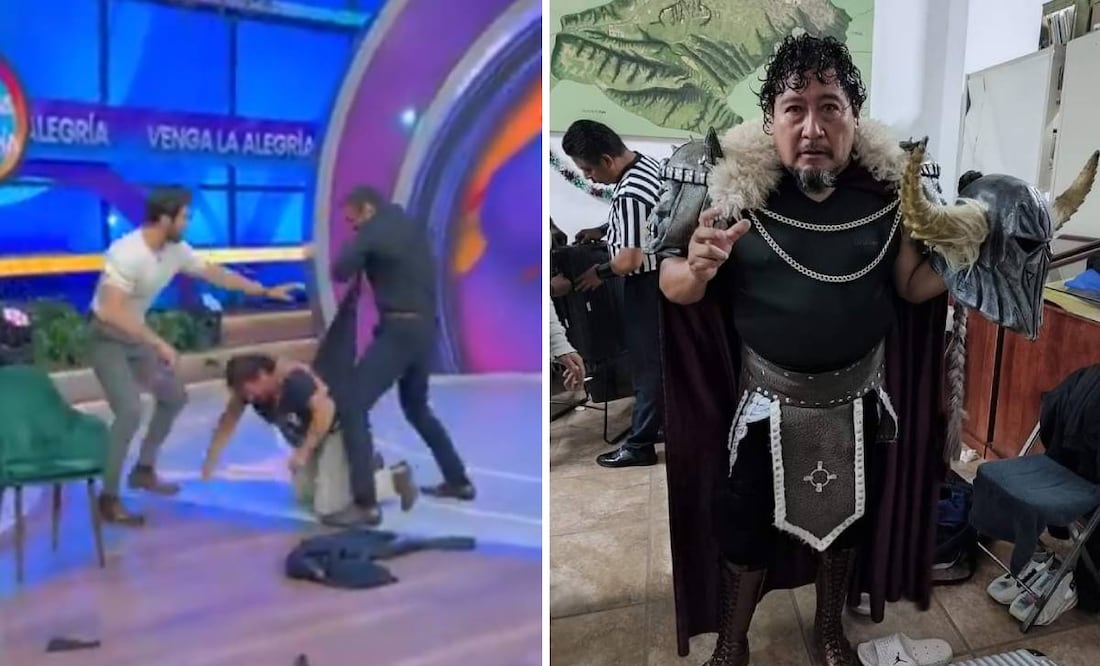 King Vikingo fue agredido por Alberto El Patrón en el programa de TV Azteca, 'Venga la Alegría'. Foto: Especial