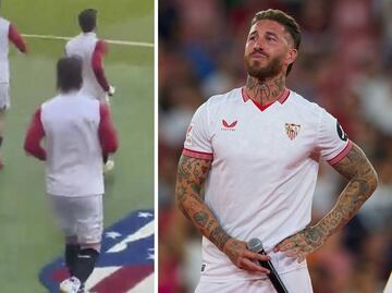 Sergio Ramos provocó a la afición de Atlético de Madrid pisando su escudo a propósito