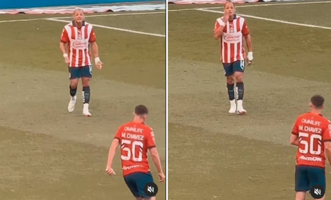 Chicharito Hernández explotó contra mateo Chávez por no pasarle el balón. Foto: Especial