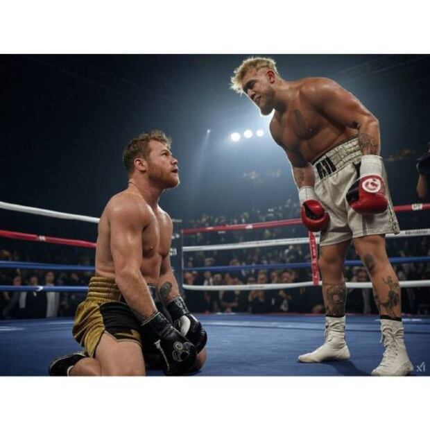 Jake Paul usó la inteligencia artificial para crear una imagen donde derrotaba al Canelo Álvarez. Foto: Especial