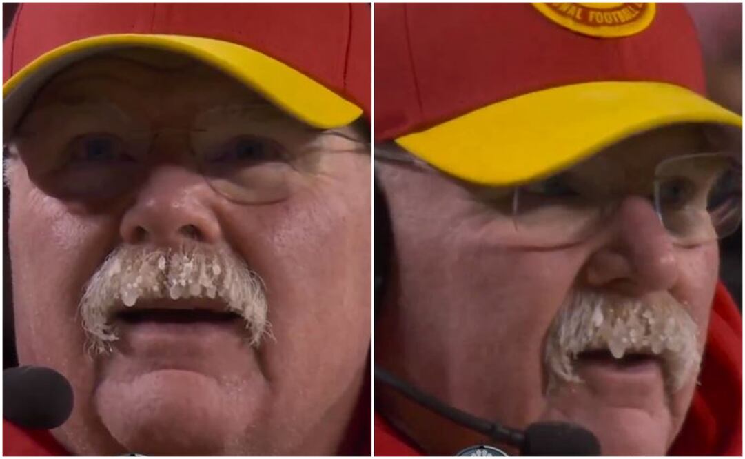 El bigote de Andy Reid terminó congelado - Especial