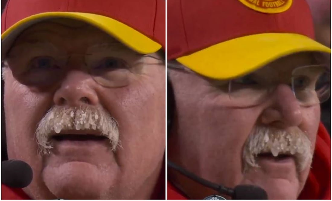 El bigote de Andy Reid terminó congelado - Especial